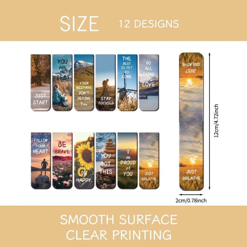 Words That Stay – Inspirational Magnetic Bookmark Set (12 pcs)